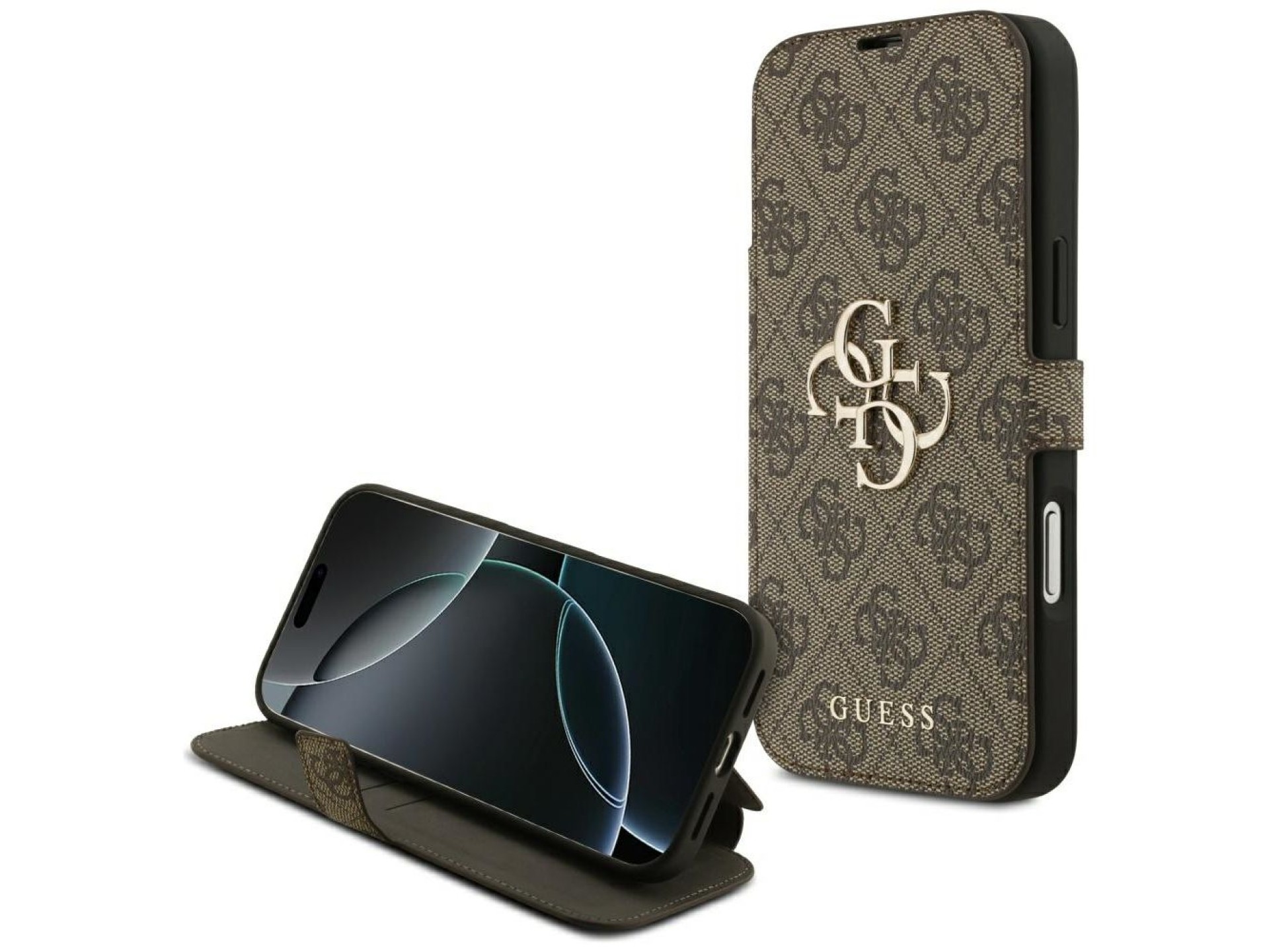 Guess Book 4G Metal Logo Case for iPhone 18 Pro Max / 17 Pro Max - Brown
