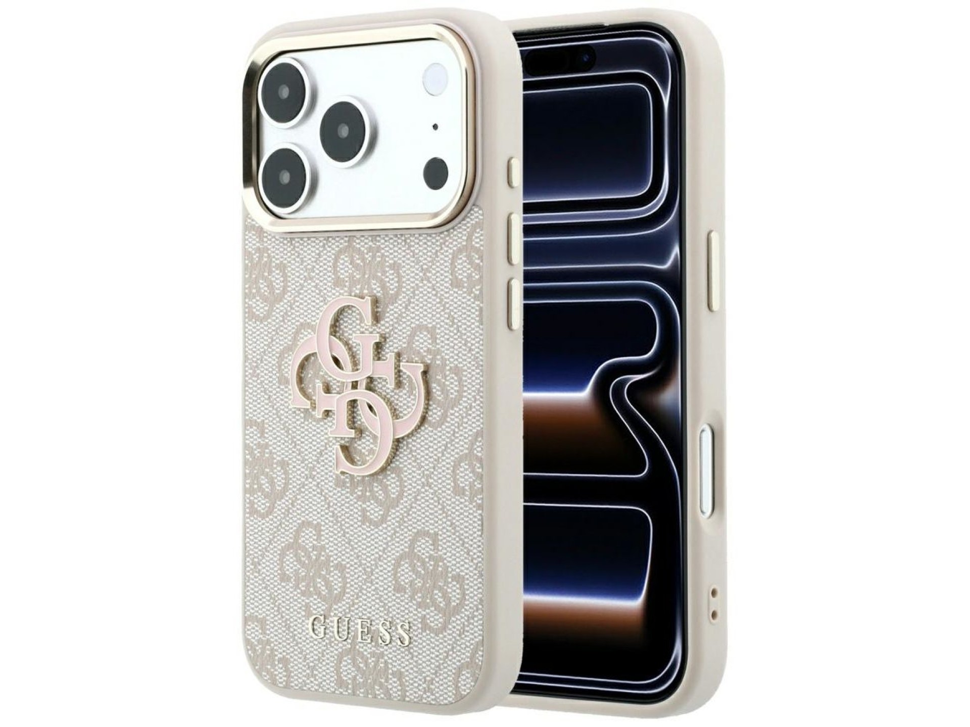 Guess 4G & Big Resin Logo Case for iPhone 17 Pro Max / 18 Pro Max - Pink