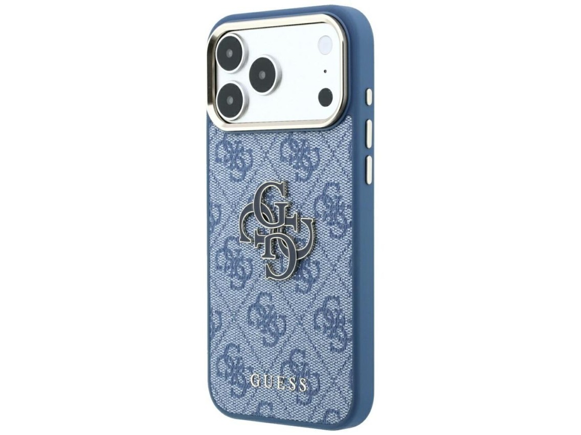 Capa Guess 4G com logo grande em resina para iPhone 17 Pro Max / 18 Pro Max - Azul Claro