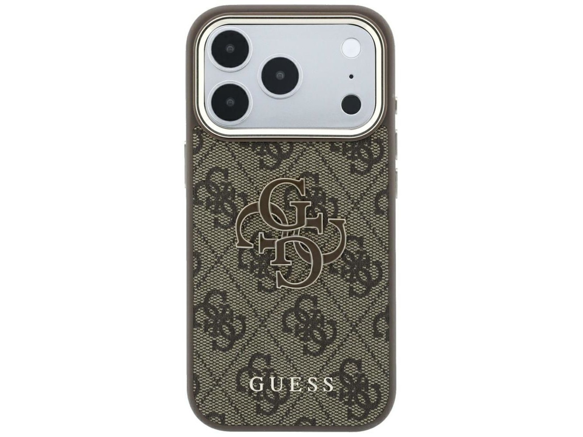 Capa Guess 4G com logo grande em resina para iPhone 17 Pro Max / 18 Pro Max - Marrom