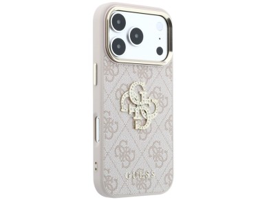 Capa Guess 4G com logo grande e strass para iPhone 17 Pro / 18 Pro - Rosa