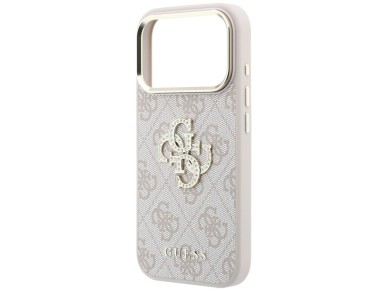 Capa Guess 4G com logo grande e strass para iPhone 17 Pro / 18 Pro - Rosa