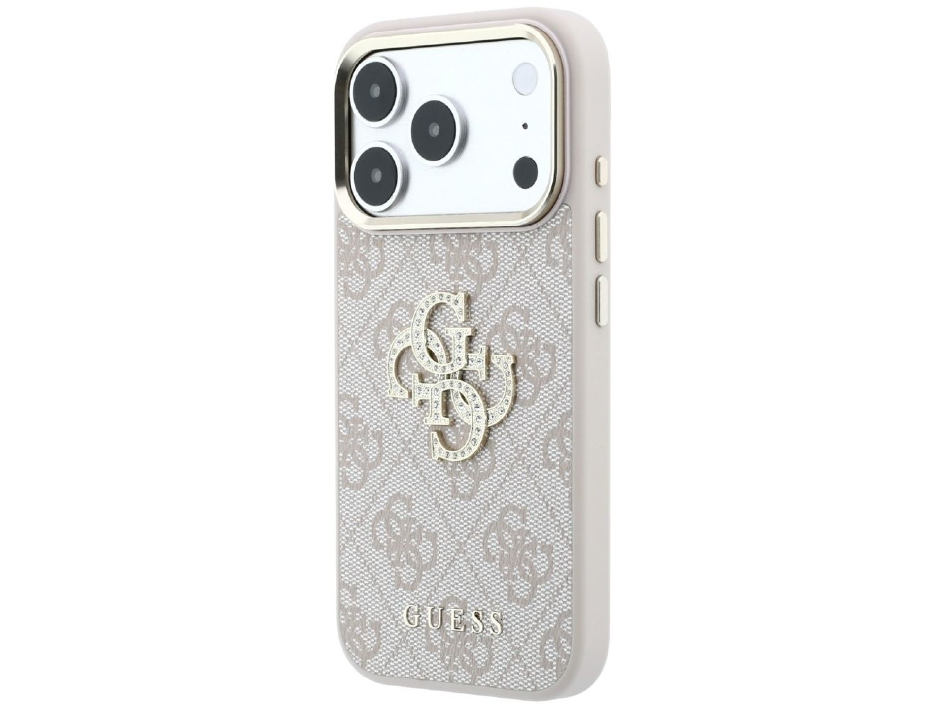 Capa Guess 4G com logo grande e strass para iPhone 17 Pro / 18 Pro - Rosa