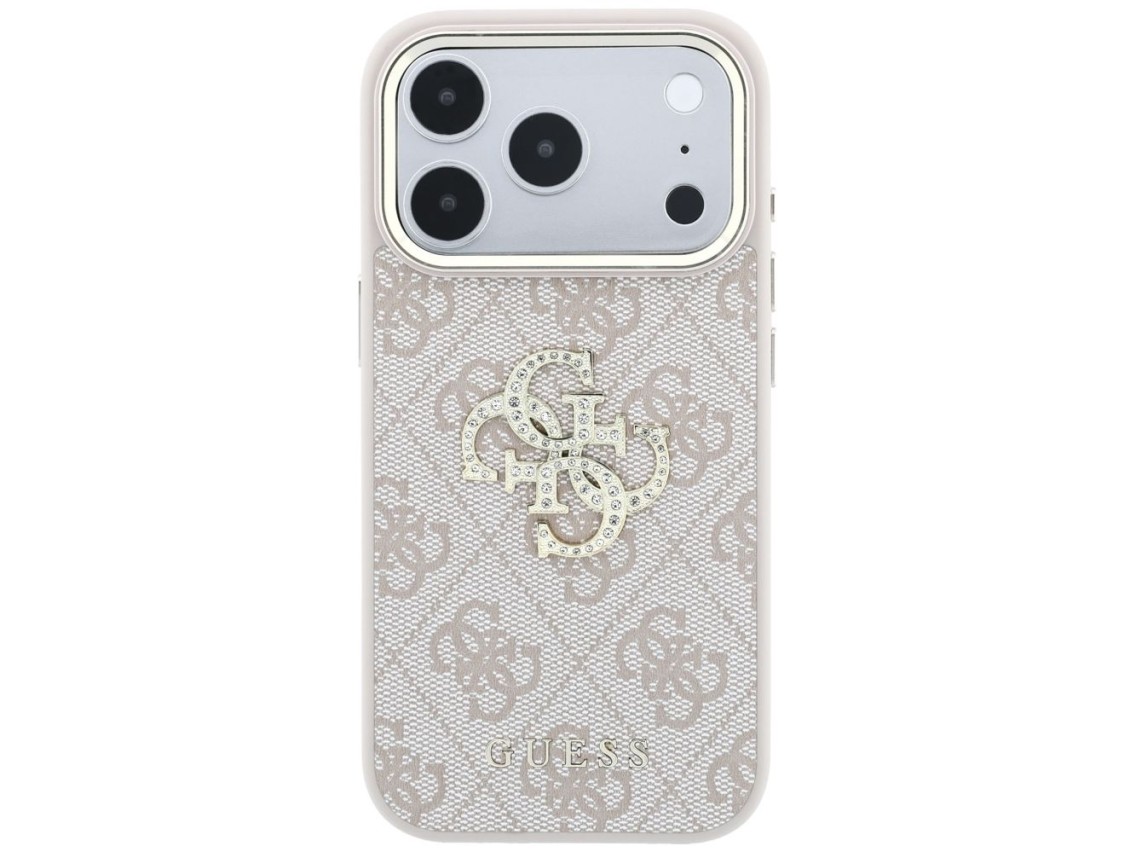 Capa Guess 4G com logo grande e strass para iPhone 17 Pro / 18 Pro - Rosa