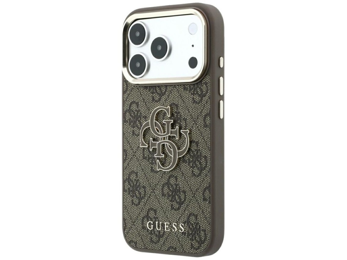 Capa Guess 4G com logo grande em resina para iPhone 17 Pro Max / 18 Pro Max - Marrom