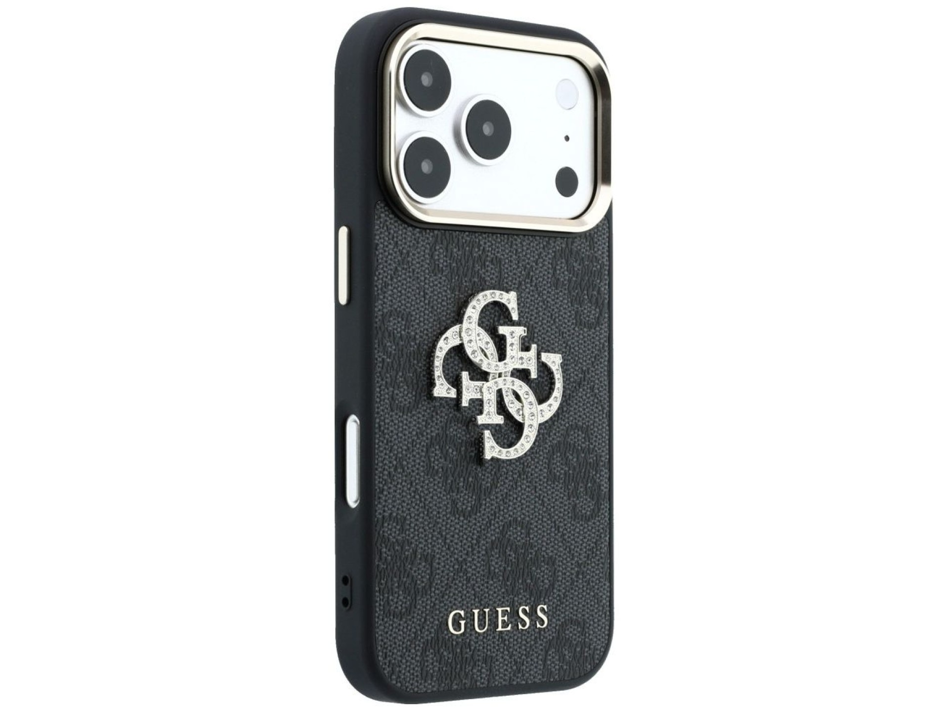 Funda Guess 4G con logo Big Strass para iPhone 17 Pro Max / 18 Pro Max - Negra