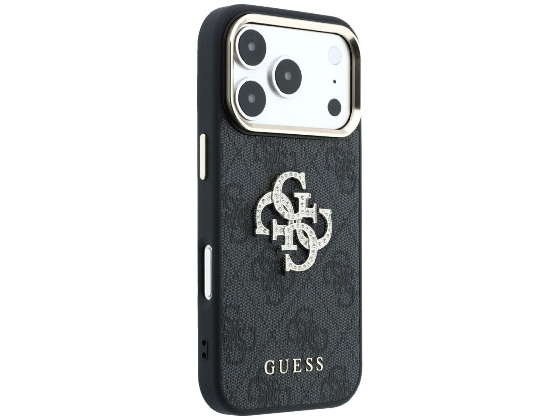 Funda Guess 4G con logo Big Strass para iPhone 17 Pro Max / 18 Pro Max - Negra