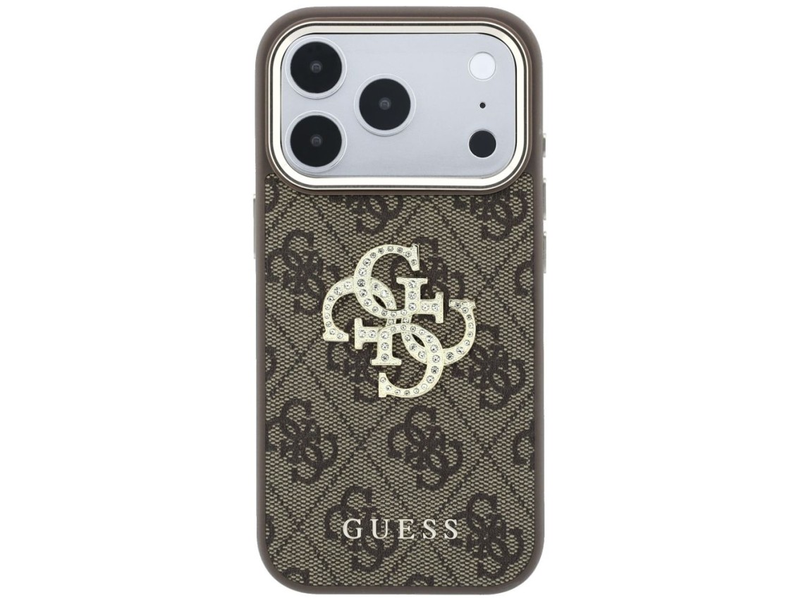 Funda Guess 4G con logo Big Strass para iPhone 17 Pro Max / 18 Pro Max - Marr�n