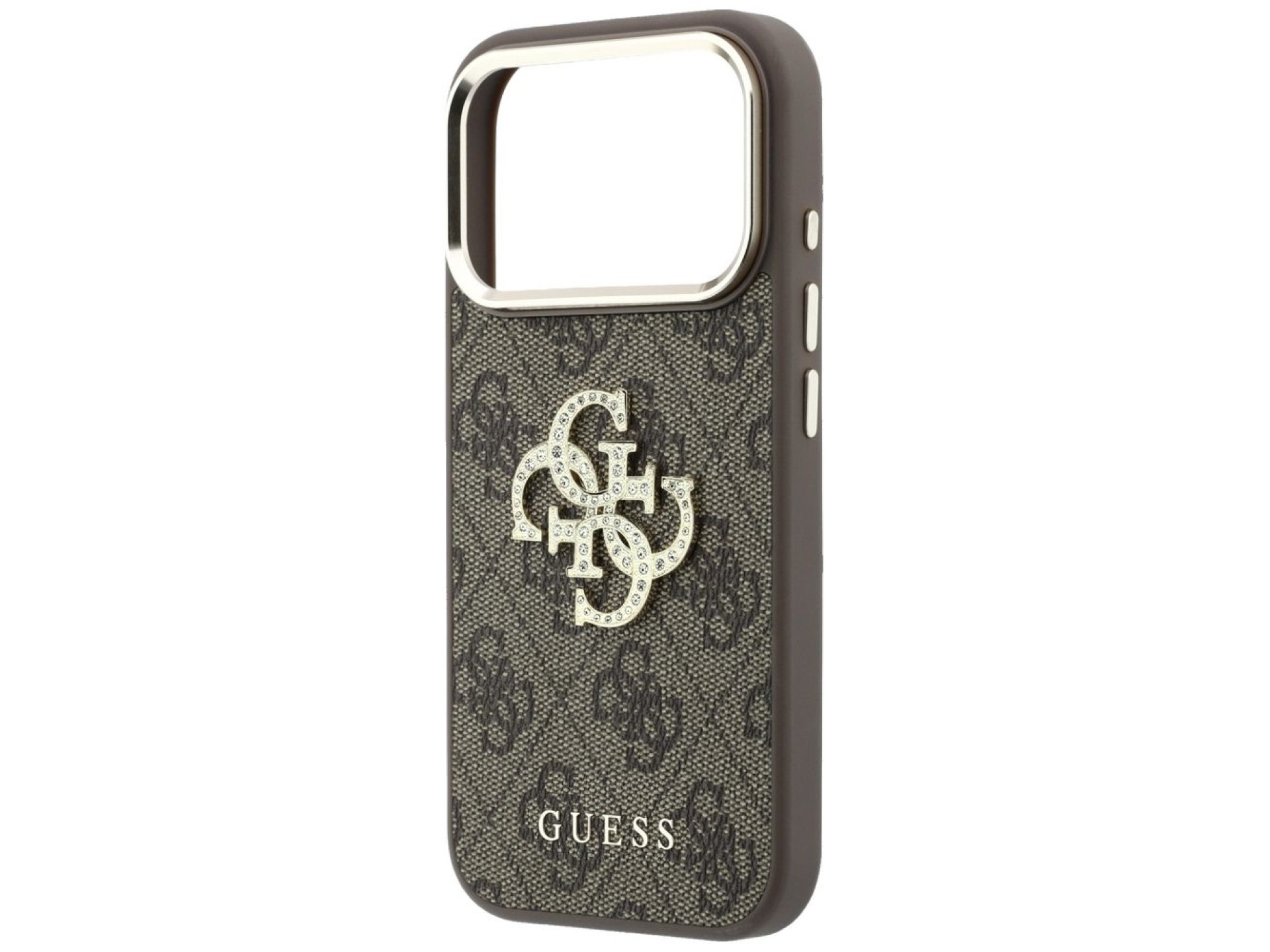 Funda Guess 4G con logo Big Strass para iPhone 17 Pro Max / 18 Pro Max - Marrón