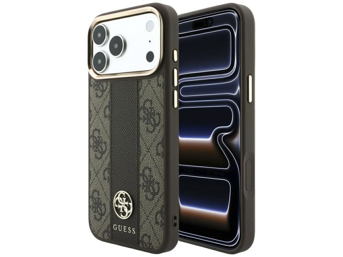 Funda Guess 4G con logotipos redondos y clásicos y MagSafe para iPhone 17 Pro / 18 Pro - Marrón