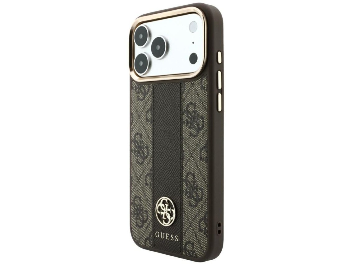 Funda Guess 4G con logotipos redondos y clásicos y MagSafe para iPhone 17 Pro / 18 Pro - Marrón