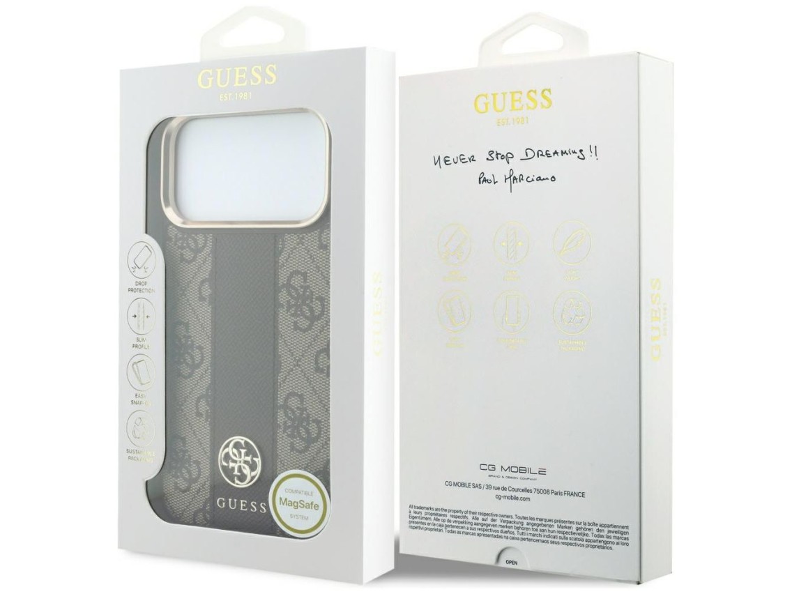 Guess 4G with Stripe Round and Classic Logos MagSafe Case for iPhone 17 Pro Max / 18 Pro Max - Brown