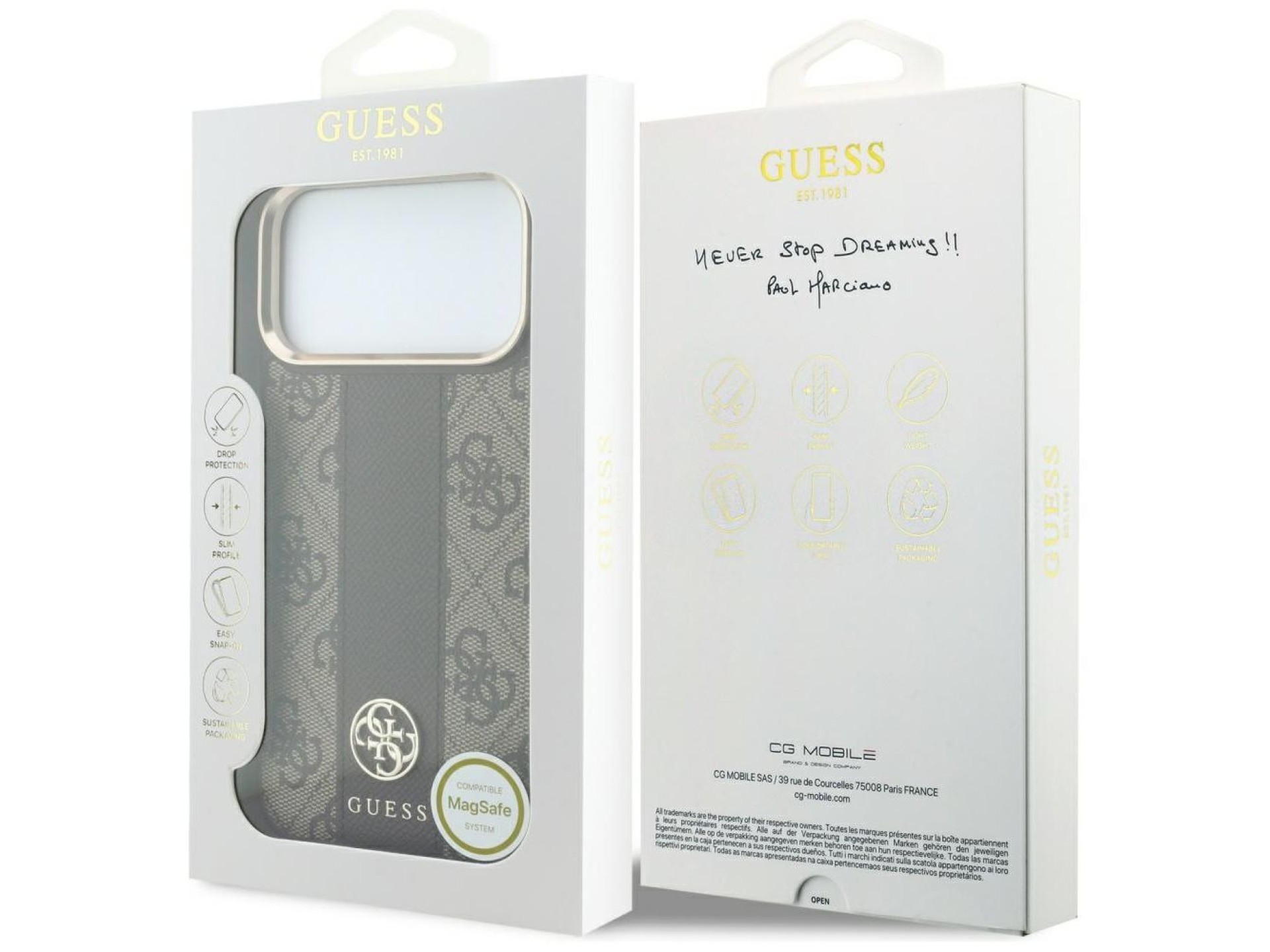 Guess 4G with Stripe Round and Classic Logos MagSafe Case for iPhone 17 Pro Max / 18 Pro Max - Brown