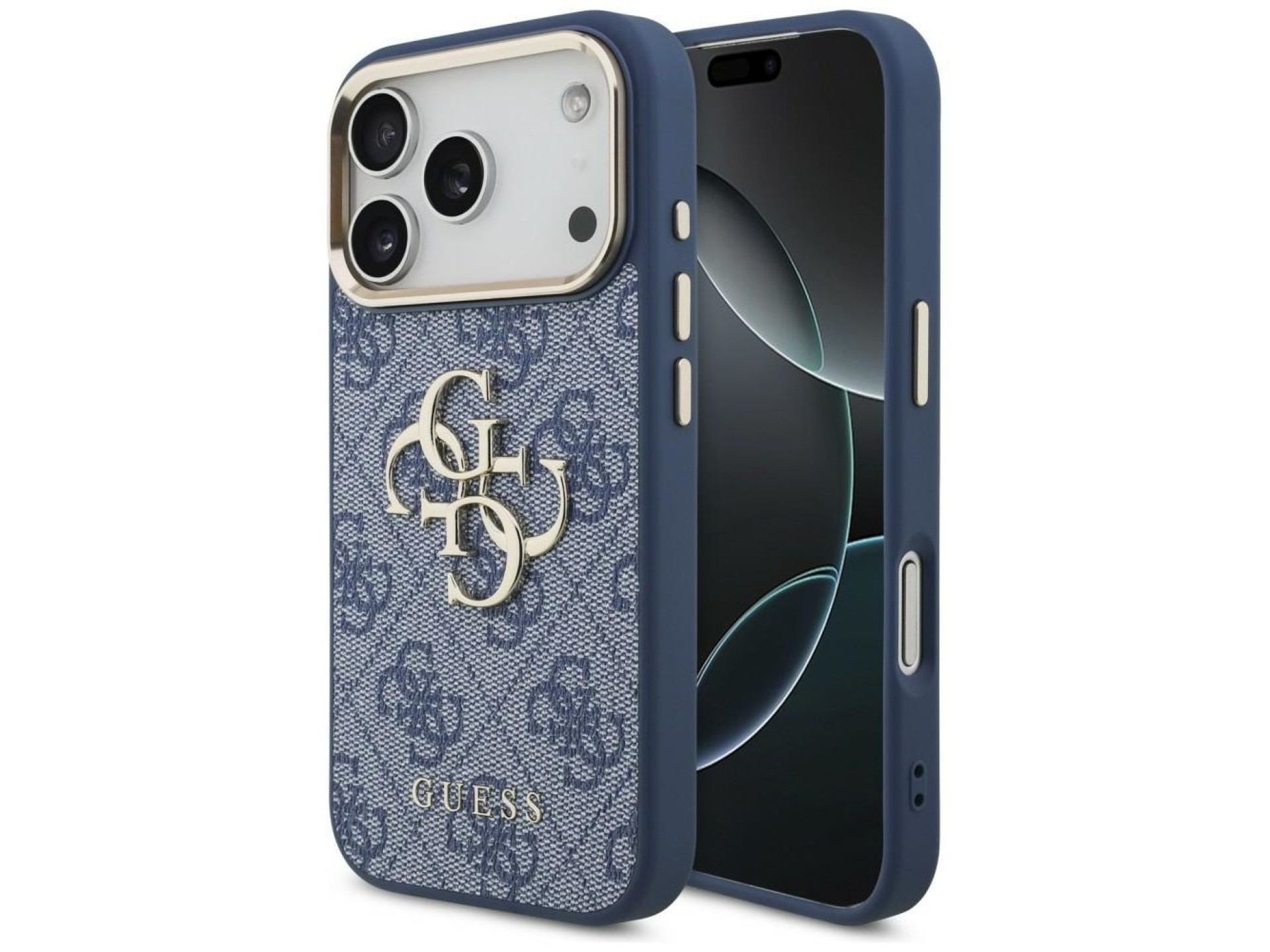 Funda Guess 4G Big 4G Classic Logo para iPhone 18 Pro / 17 Pro - Azul y dorado