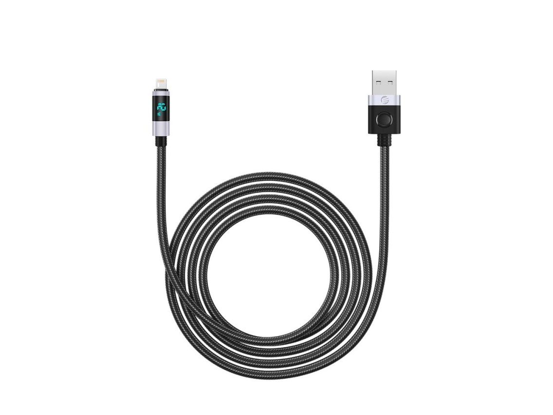 Cabo Orico LDA2L USB-A para Lightning 12W com visor LED 0,5m - Preto e Prata