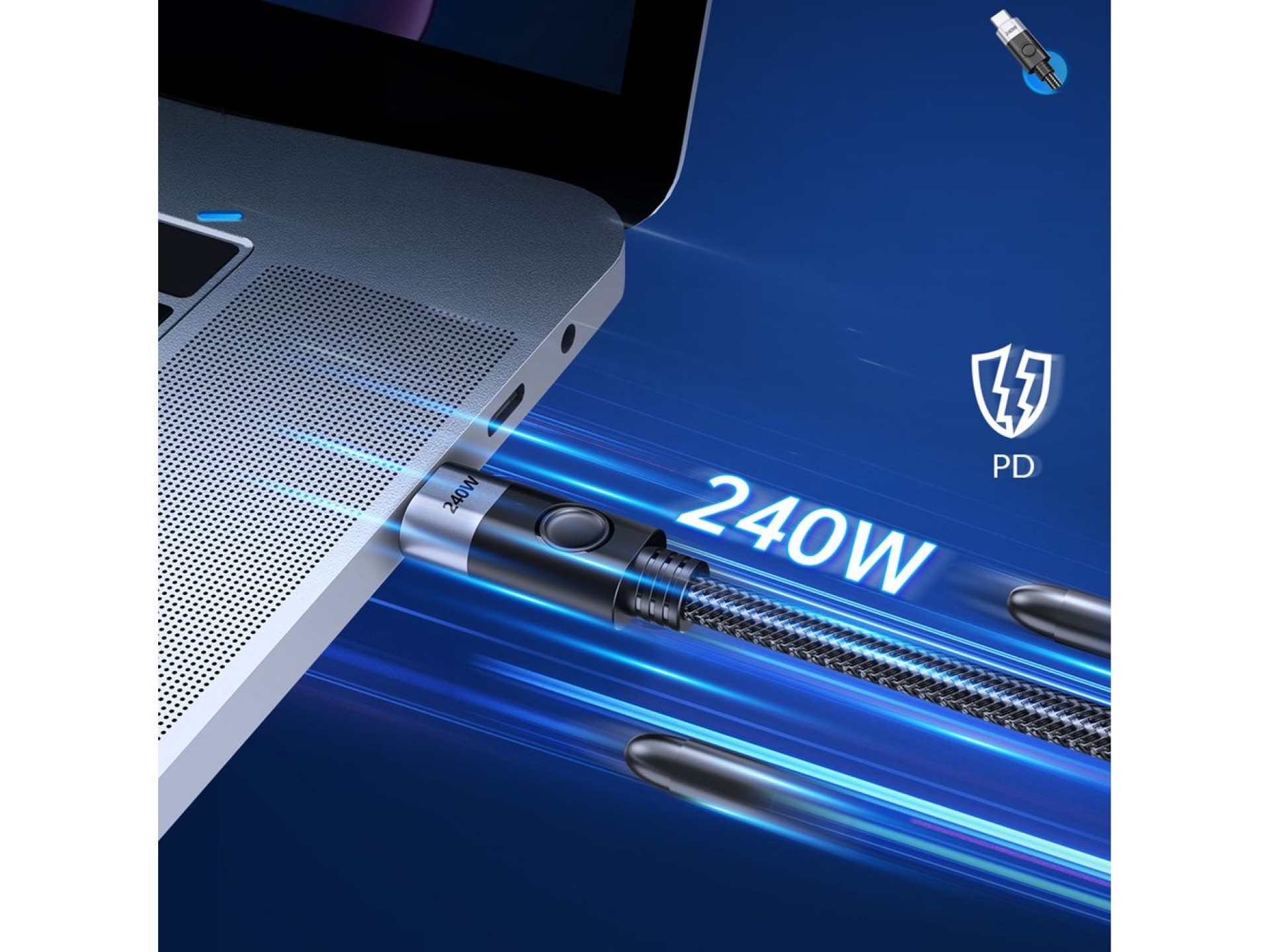 Orico CW240 USB-C to USB-C PD 240W 20Gb/s 0.5m Angled Cable - Black