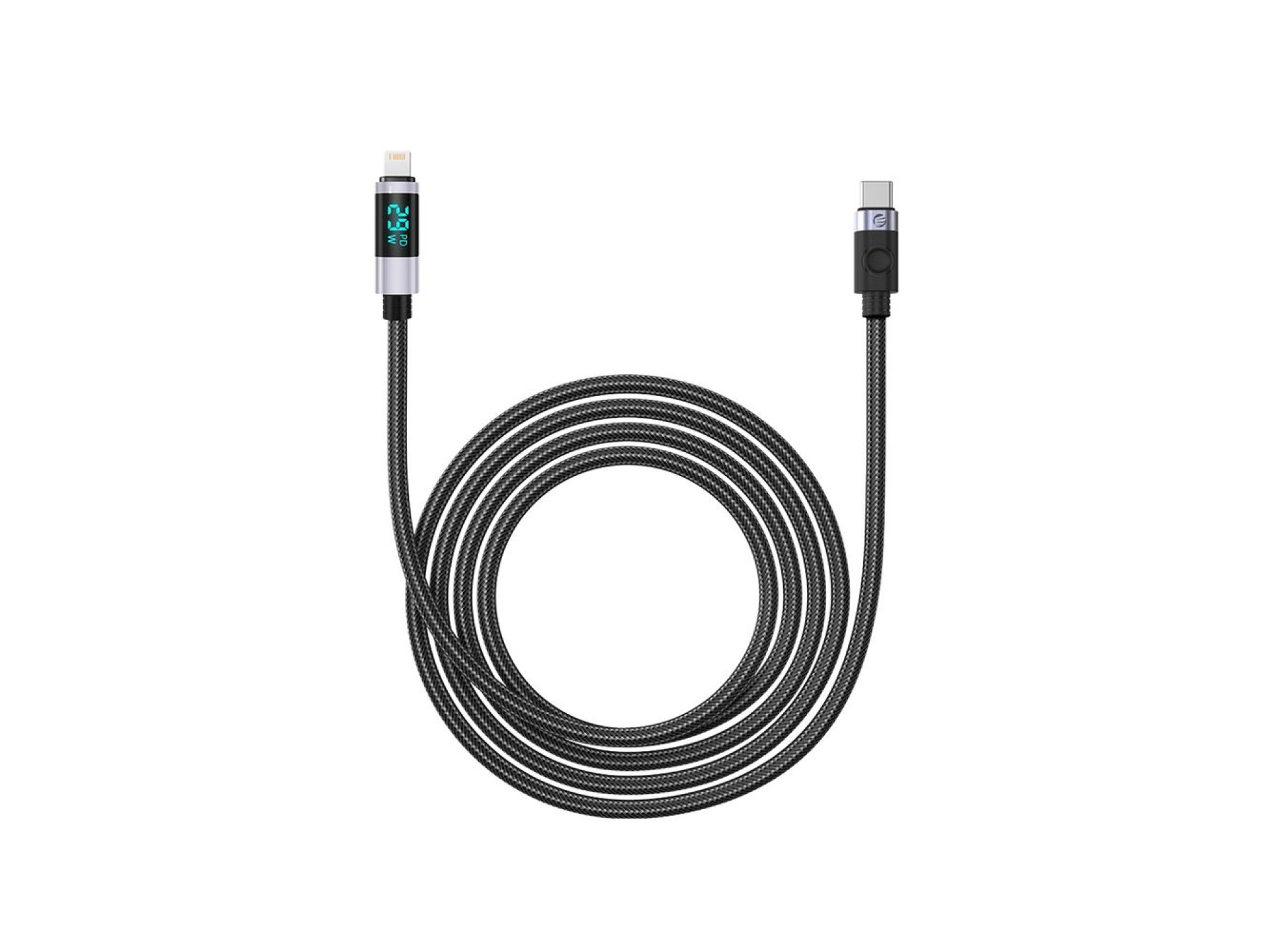 Cable Orico LDC2L USB-C a Lightning PD de 29 W con pantalla LED, 480 Mbps, 2 m - Negro