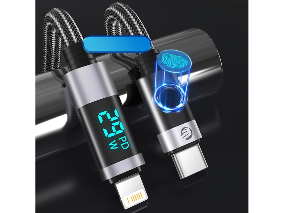 Cable USB-C a Lightning PD Orico LDC2L de 29 W con pantalla LED, 480 Mbps, 1,5 m - Negro