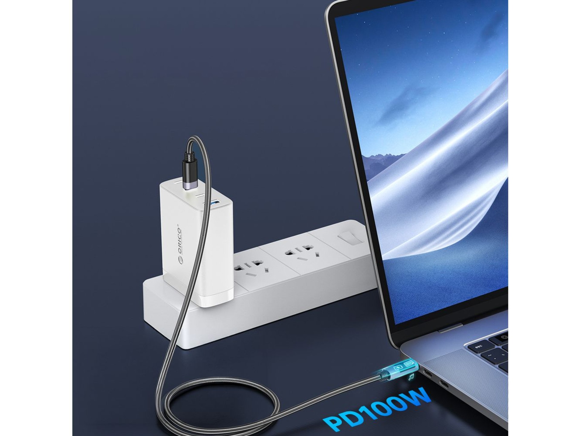 Cabo Orico LDC2C USB-C - USB-C PD 100 W com display LED, 480 Mb/s, 2 m - 2 unidades - Preto