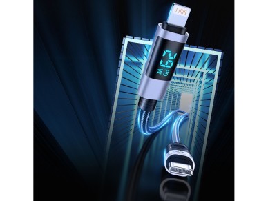 Orico LDA2L USB-A to Lightning Cable 12W with LED Display 0.5m - Black and Silver Orico LDA2L USB-A to Lightning Cable 12W with LED Display 0.5m - Black and Silver