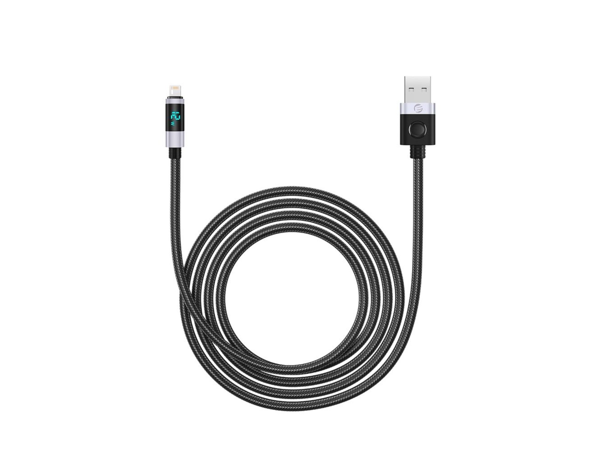 Cabo Orico LDA2L USB-A para Lightning 12W com visor LED 0,5m - Preto e Prata