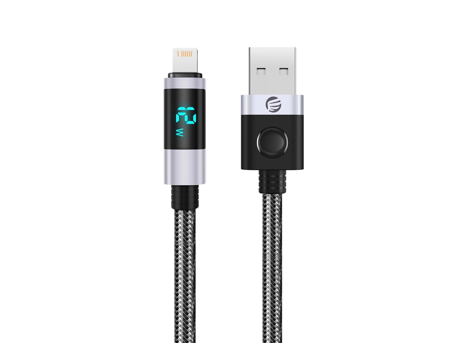 Cabo Orico LDA2L USB-A para Lightning 12W com visor LED 0,5m - Preto e Prata