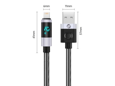 Orico LDA2L USB-A to Lightning Cable 12W with LED Display 0.5m - Black and Silver