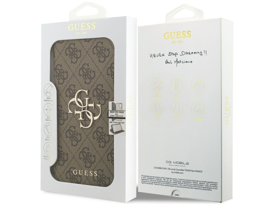 Guess Book 4G Metal Logo Case for iPhone 18 Pro Max / 17 Pro Max - Brown