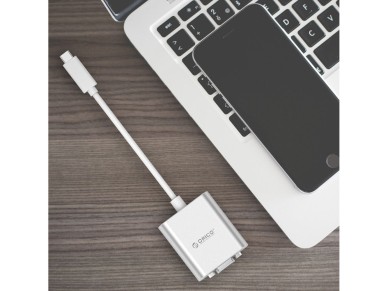 Orico PTAV USB-C - VGA adapter and 3.5 mm Full HD mini jack 0.15 m - silver