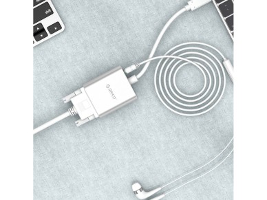 Orico PTAV USB-C - VGA adapter and 3.5 mm Full HD mini jack 0.15 m - silver