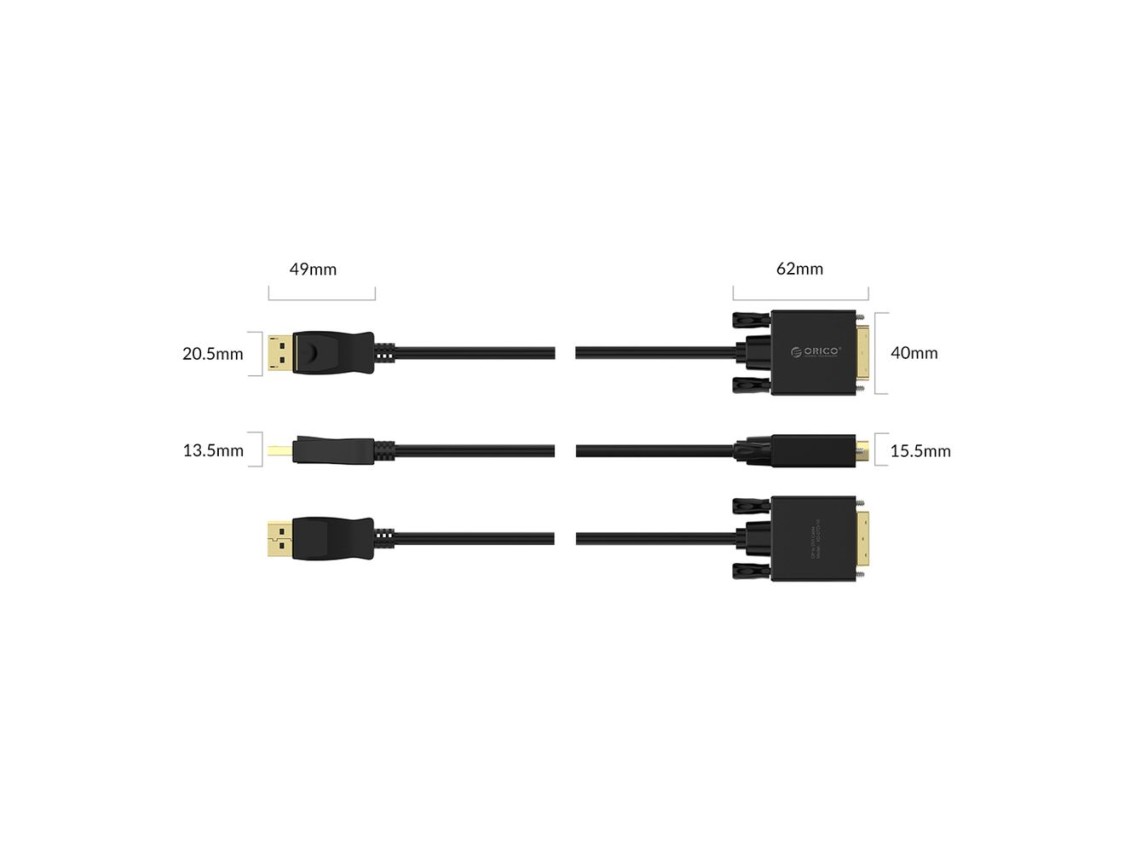 Cable Orico XD-DTD DisplayPort a DVI 4K de 1 m - Negro