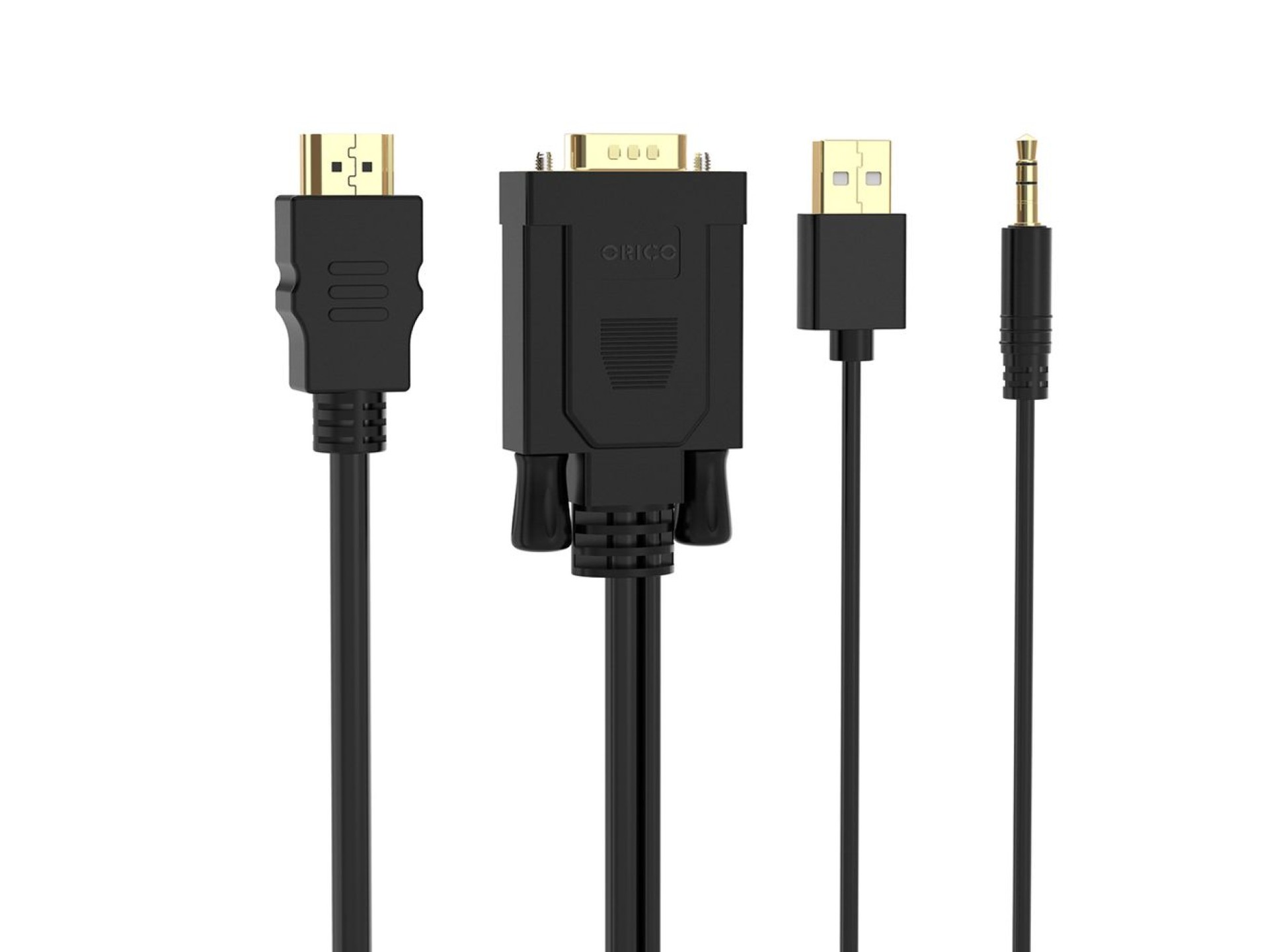 Cable Orico XD-VATH VGA y mini jack de 3,5 mm a HDMI Full HD 60 Hz con alimentación USB de 5 m - neg
