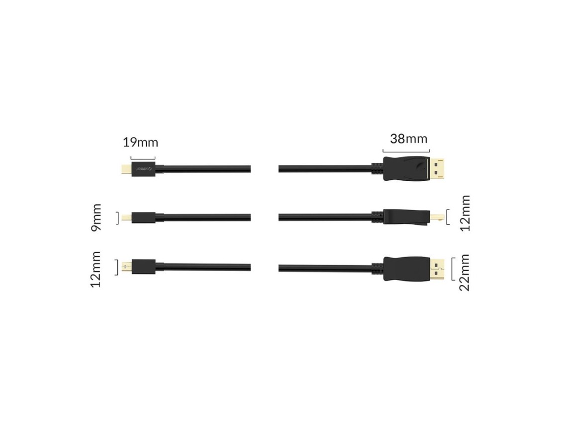 Cabo Orico XD-MDTH4 4K 30Hz Mini DisplayPort para HDMI 3m - Preto