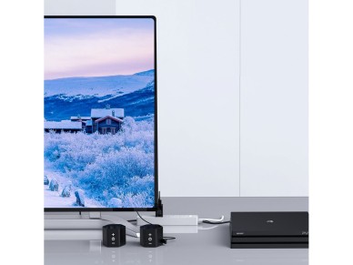 Cabo Orico XD-VATH VGA e mini jack de 3,5 mm para HDMI Full HD 60 Hz com alimenta��o USB, 5 m - pret