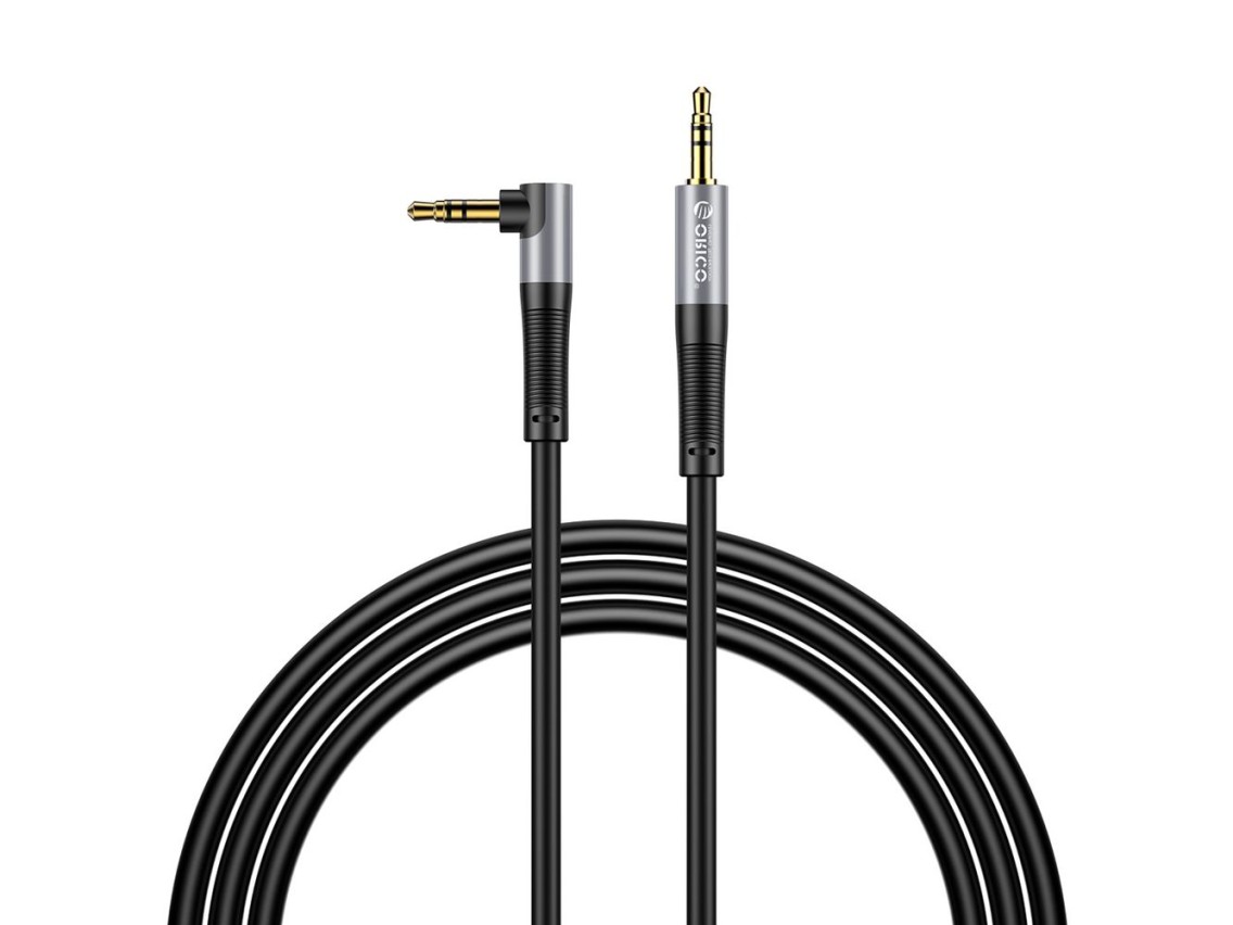 Cabo de áudio Orico AXW Mini Jack 3,5 mm macho para macho com conector angular de 3 m - Preto