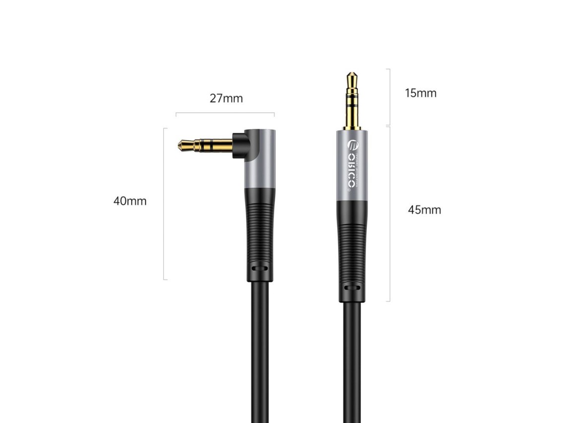 Orico AXW Mini Jack 3.5mm Male to Male Angled Audio Cable 5m - Black