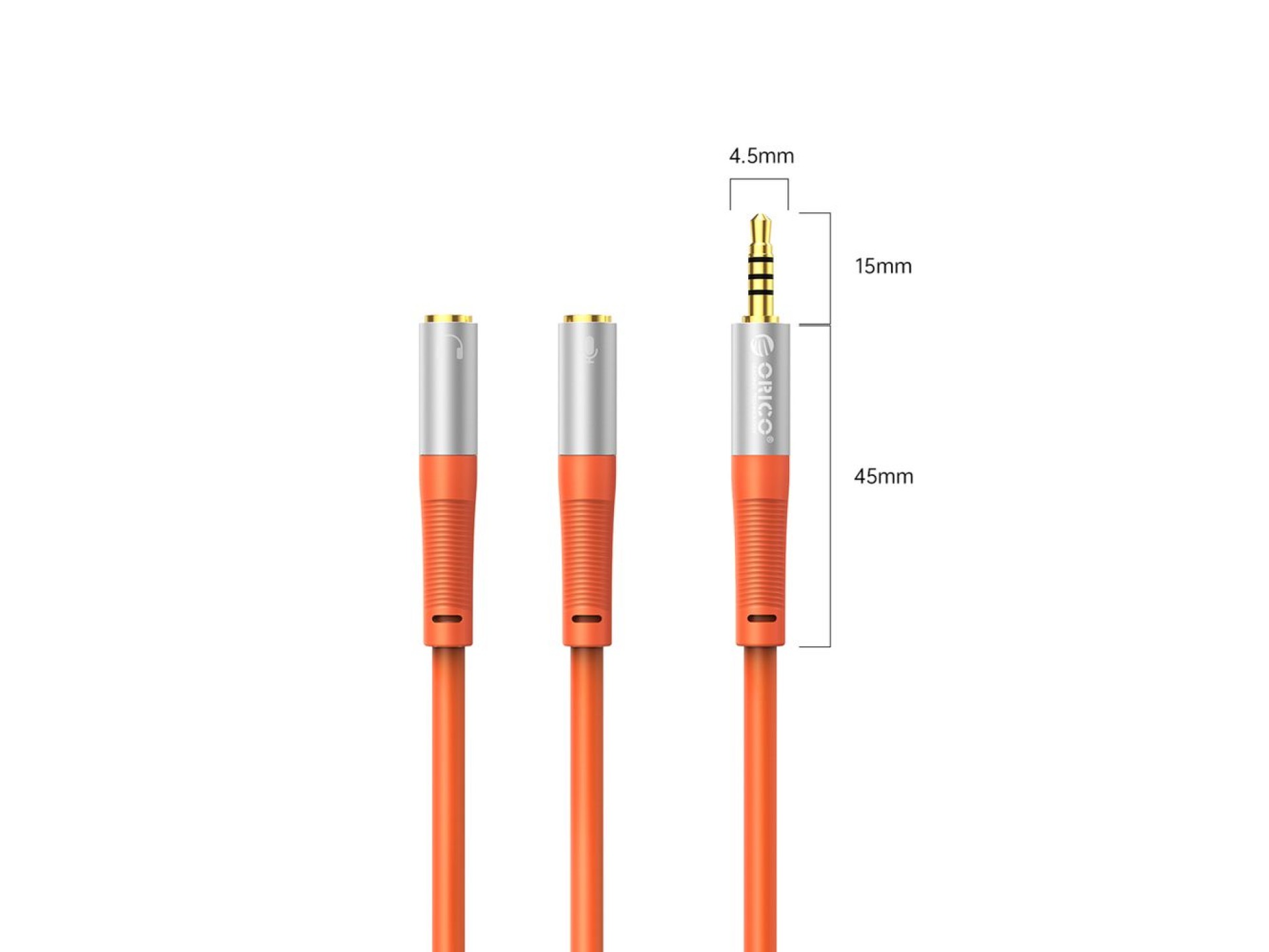 Orico AX2-10 audio cable 3.5mm minijack splitter for headphones and microphone 1m cable - orange