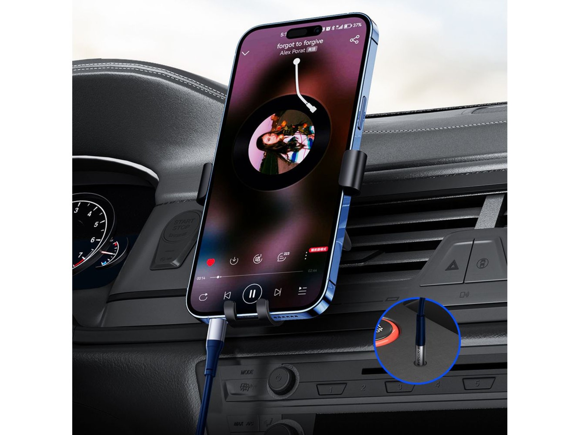 Cabo de áudio Orico AXC-02 USB-C para conector de 3,5 mm, 20 cm - azul