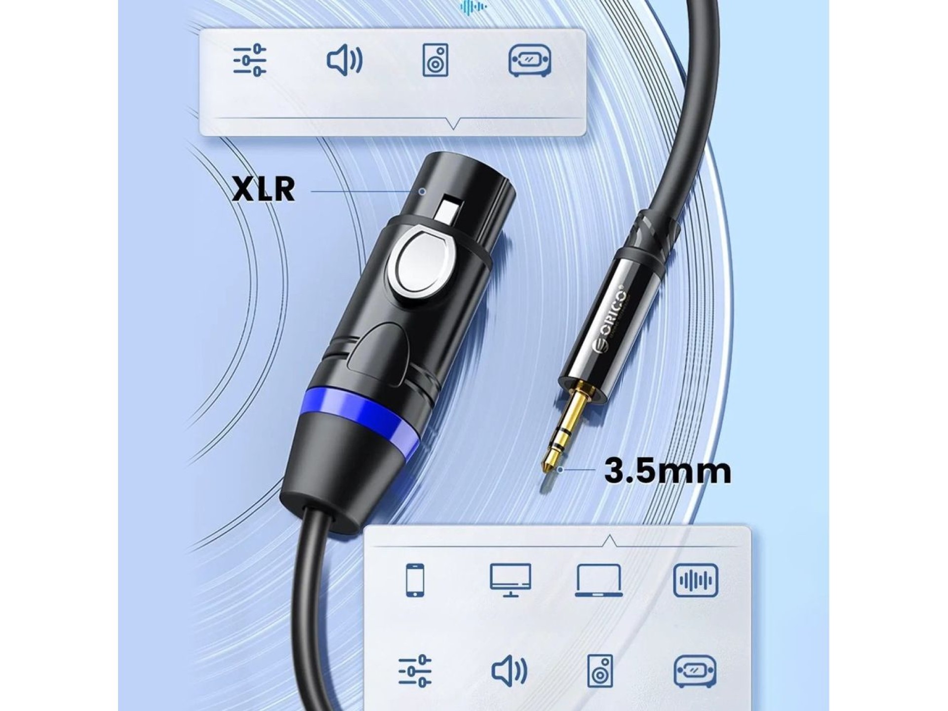 Orico AXKF mini jack 3.5 mm to XLR female audio cable 5 m - black