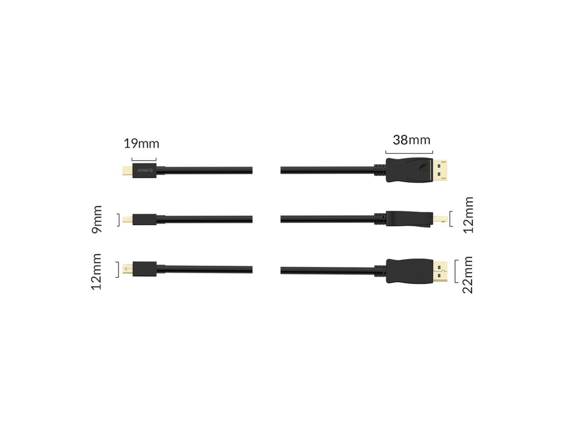 Cabo Orico XD-MDTH4 4K 30Hz Mini DisplayPort para HDMI 3m - Preto