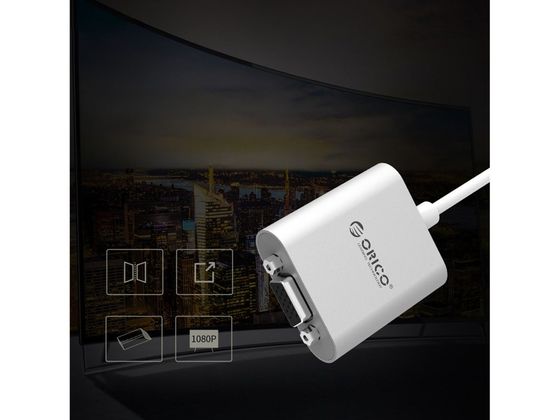 Orico PTAV USB-C - VGA adapter and 3.5 mm Full HD mini jack 0.15 m - silver