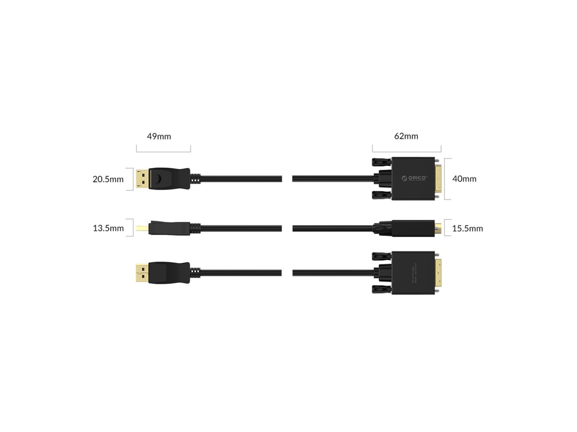 Cable Orico XD-DTD DisplayPort a DVI 4K de 1 m - Negro