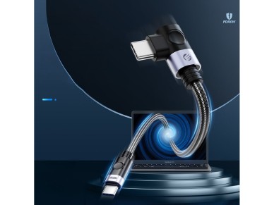 Cabo de carregamento r�pido para laptop C2C PD100W (�ngulo reto) preto 0,5 m