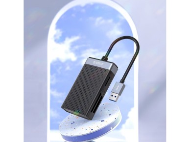 Lector de tarjetas de memoria Orico CL4D-A3 USB-A 3.0 SD microSD CF MS de 5 Gb/s - Negro y plata Lector de tarjetas de memoria Orico CL4D-A3 USB-A 3.0 SD microSD CF MS de 5 Gb/s - Negro y plata