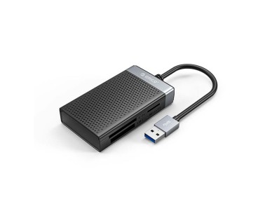 Lector de tarjetas de memoria Orico CL4D-A3 USB-A 3.0 SD microSD CF MS de 5 Gb/s - Negro y plata Lector de tarjetas de memoria Orico CL4D-A3 USB-A 3.0 SD microSD CF MS de 5 Gb/s - Negro y plata