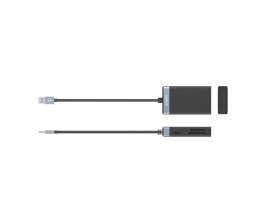Lector de tarjetas de memoria Orico CL4D-A3 USB-A 3.0 SD microSD CF MS de 5 Gb/s - Negro y plata