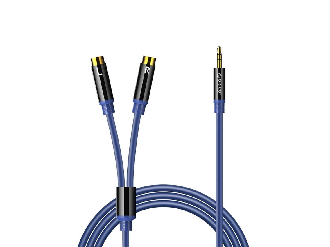 Cable de audio Orico AXRF mini jack de 3,5 mm a 2x RCA hembra de 1,5 m - azul