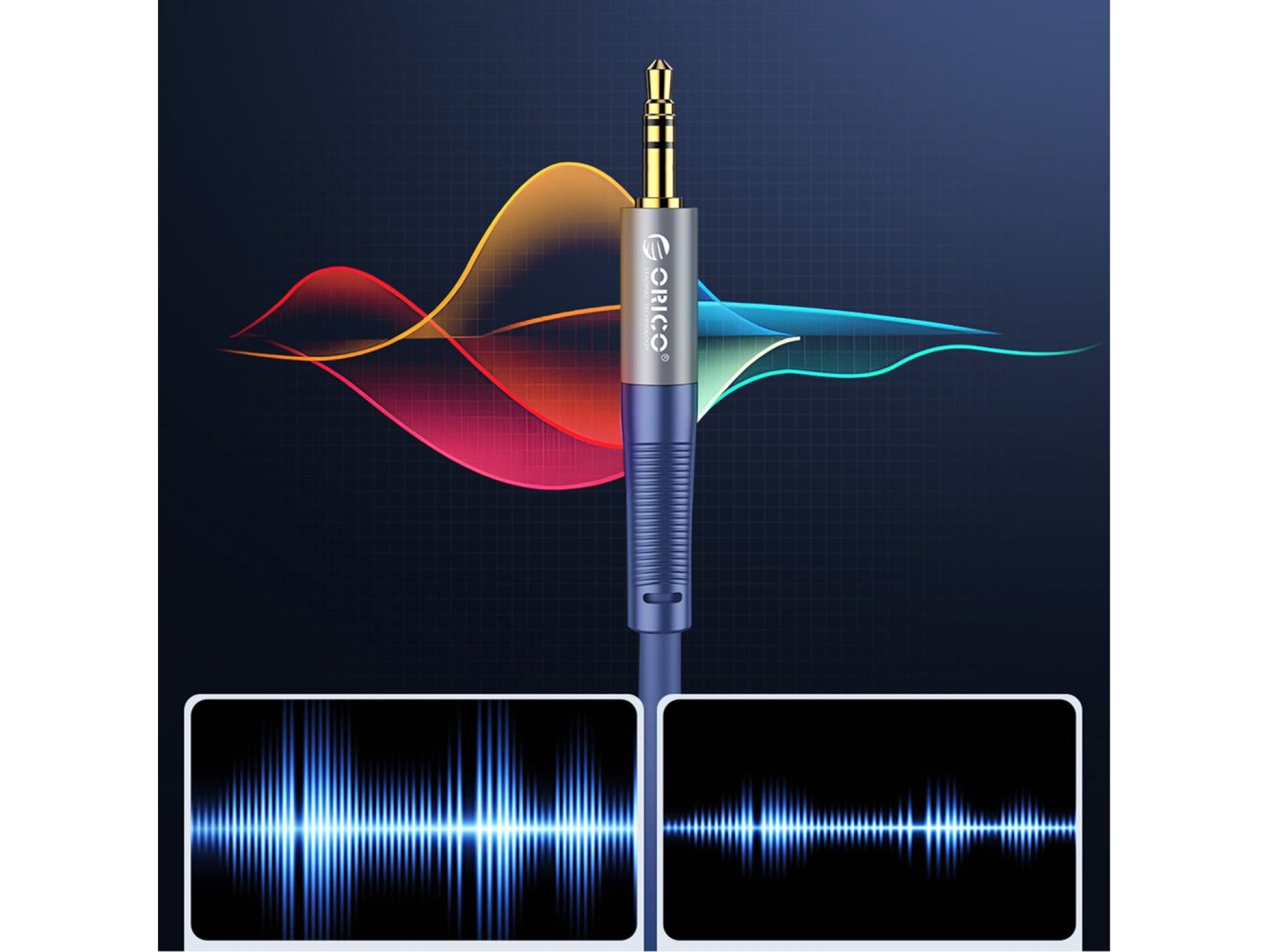 Cable de audio Orico AXRF mini jack de 3,5 mm a 2x RCA hembra de 1,5 m - azul