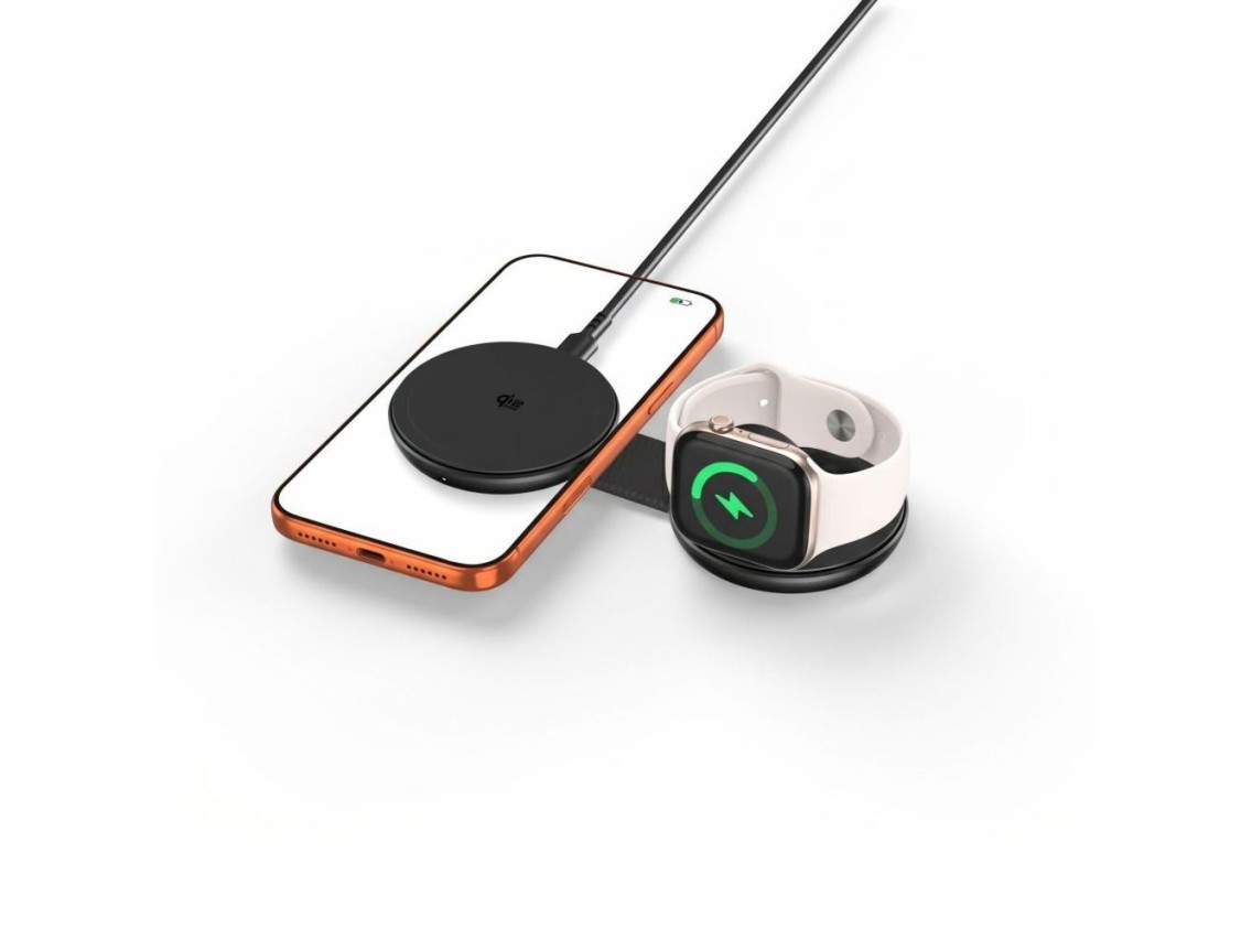 Cargador inalámbrico Tech-Protect A55 2 en 1 MagSafe de 25 W QI2.2 + cable USB-C/USB-C de 100 cm - N