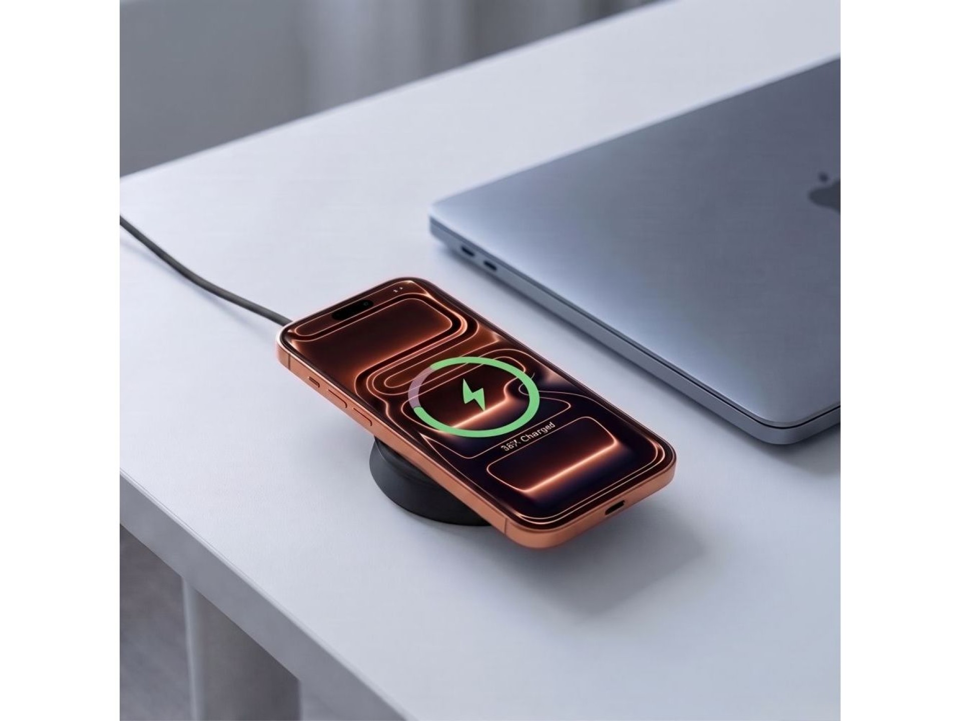 Cargador inalámbrico Tech-Protect A55 2 en 1 MagSafe de 25 W QI2.2 + cable USB-C/USB-C de 100 cm - N